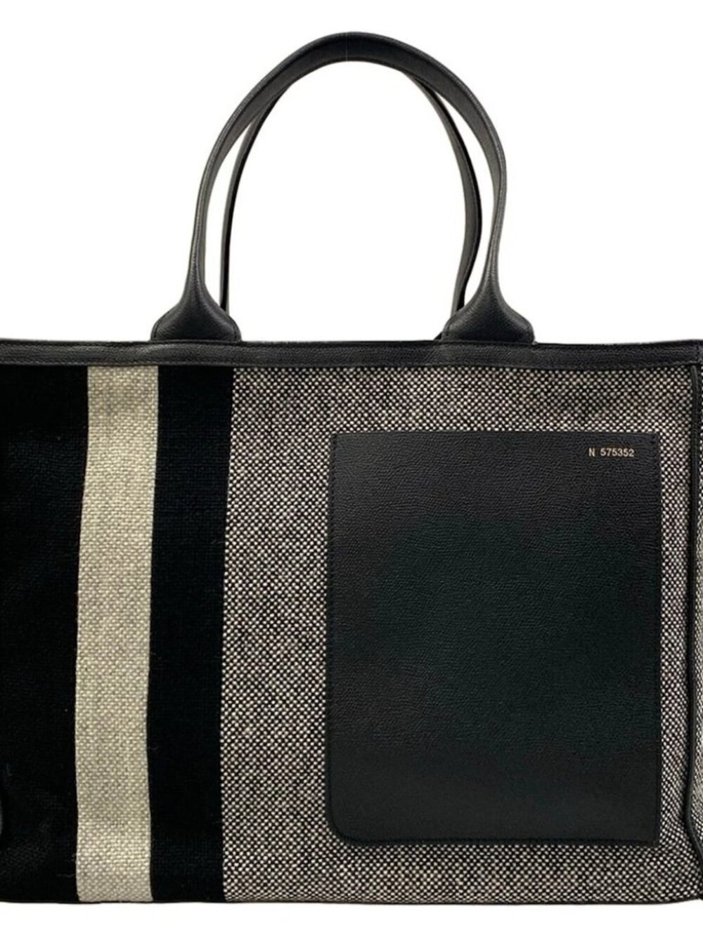 Valextra Shopping bag V5F06-761-NWGN Black White Wool Soft Calf Leather N******